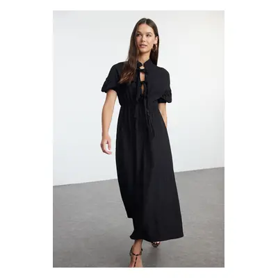 Trendyol Black Bow Detailed Maxi Woven Dress