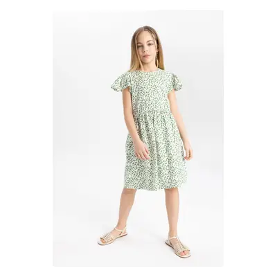 DEFACTO Girl's Patterned Short Sleeve Dress