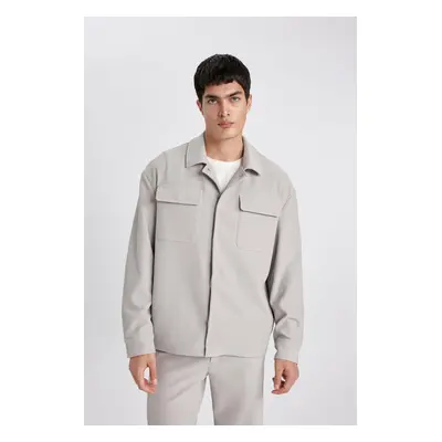 DEFACTO Relax Fit Shirt Collar Pleated Jacket Coat