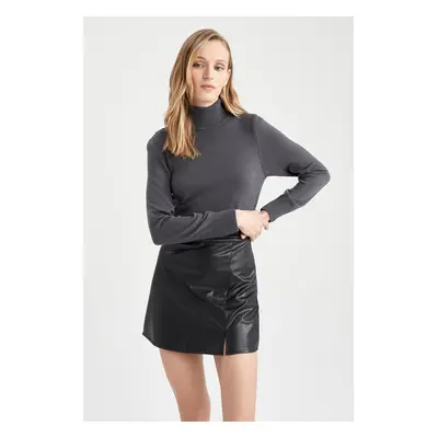 DEFACTO Relax Fit Turtleneck Cashmere Textured Extra Soft Basic Sweater