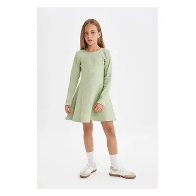 DEFACTO Girl's Corduroy Long Sleeve Dress