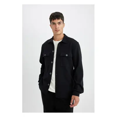 DEFACTO Black Polo Neck Twill Long Sleeve Shirt Jacket