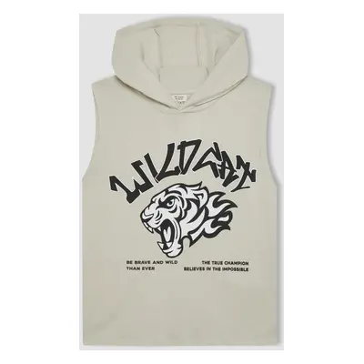 DEFACTO Boy's Printed Hooded Undershirt