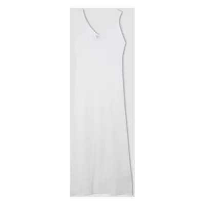 DEFACTO Fitted Sleeveless White Mini Dress