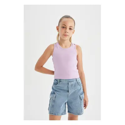 DEFACTO Girl's Crew Neck Basic Plain Undershirt