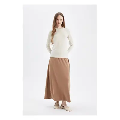 DEFACTO A Cut Scuba Diving Fabric Basic Maxi Skirt