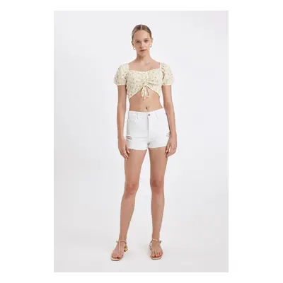 DEFACTO High Waist Cut-Toe Jean Shorts