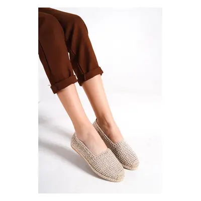 Capone Outfitters Capone Women's Oval Toe Beige Slip On Thread Espadrilles