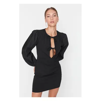 Trendyol Black Poplin szőtt elegáns estélyi ruha