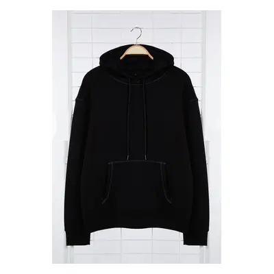 Trendyol Black Premium Oversize/Wide Cut Sweatshirt with Stitching Detail