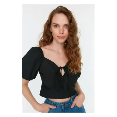 Trendyol Black Balloon Sleeve Crop Blouse