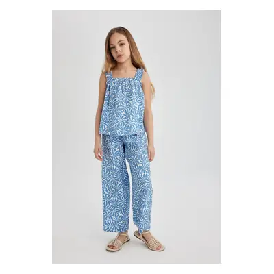 DEFACTO Girl's Wide Leg Wide Leg Patterned Trousers