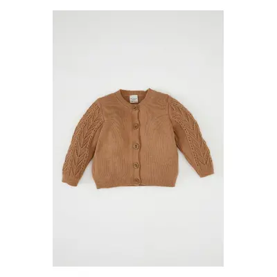 DEFACTO Baby Girl Crew Neck Buttoned Cardigan