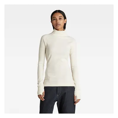 G-STAR Top - Rib mock slim l\s wmn white