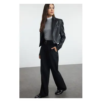 Trendyol Black Double Belted Straight Cut Woven Trousers