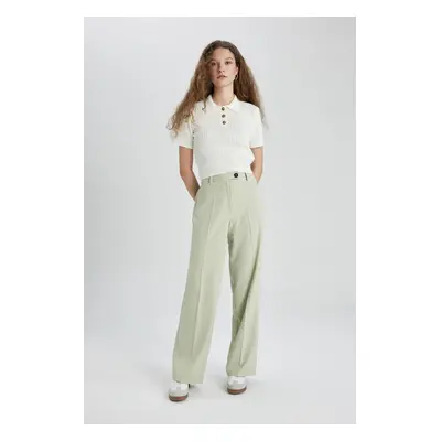 DEFACTO Wide Leg Wide Leg High Waist Standard Length Basic Plain Classic Trousers