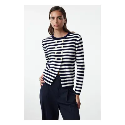 Trendyol Navy Blue Striped Knitted Sweater