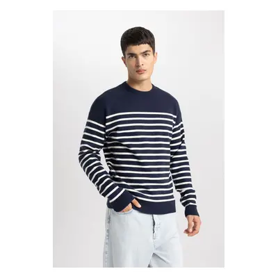 DEFACTO Relax Fit Striped Crew Neck Sweater