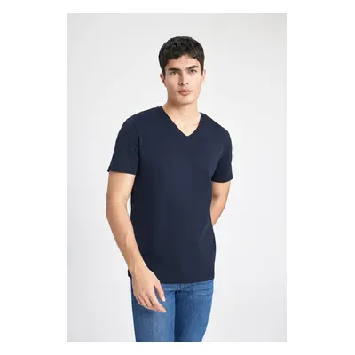 DEFACTO Slim Fit V-Neck Basic Short Sleeve T-Shirt