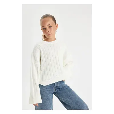 DEFACTO Girl Oversize Fit Crew Neck Sweater