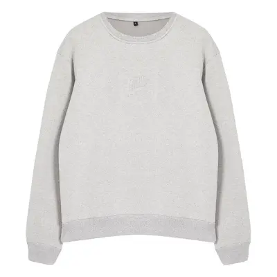 Trendyol Grey Melange Oversize/Wide Cut Embossed Text Printed Inside Polar Fleece Sweatshirt