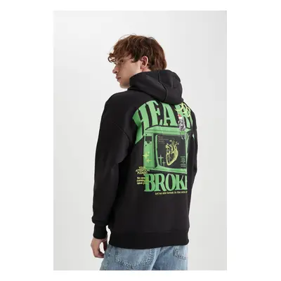 DEFACTO Christmas Themed Oversize Fit Hooded Back Printed Sweatshirt