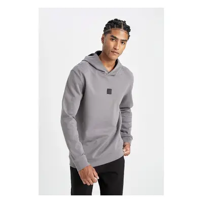 DEFACTO Fit Men's Gray Standard Fit Hooded Sportsman Sweatshirt