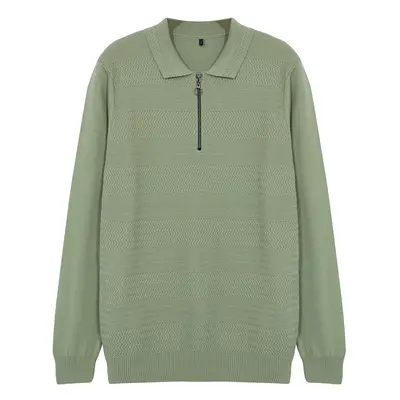 Trendyol Light Green Slim Crew Neck Textured Knitwear Sweater