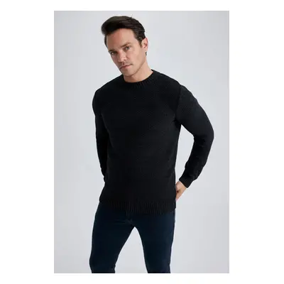 DEFACTO Standard Fit Regular Cut Crew Neck Textured Knitwear Sweater