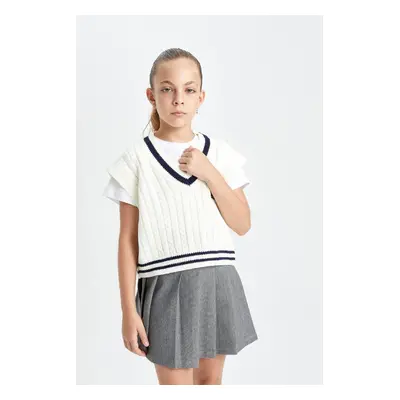 DEFACTO Girl Standard Fit V Neck Sweater