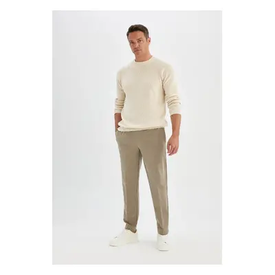 DEFACTO Men's Khaki Jogger Waist Tie Straight Leg All-Direction Stretch Trousers