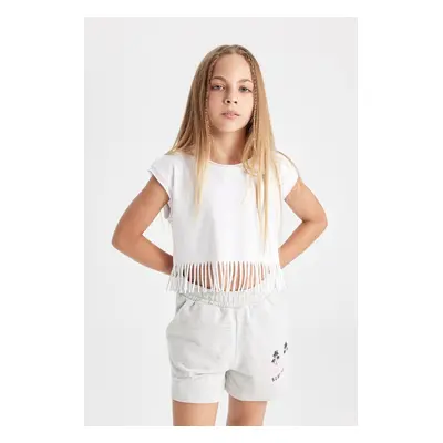 DEFACTO Girl's Crop Short Sleeve T-Shirt