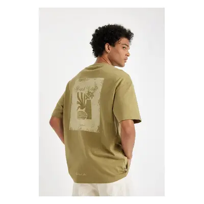 DEFACTO Boxy Fit Crew Neck Back Printed Cotton Short Sleeve T-Shirt