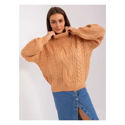 Peach oversize sweater with cables