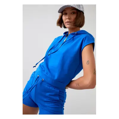 Cornflower blue tracksuit set with Fasardi shorts