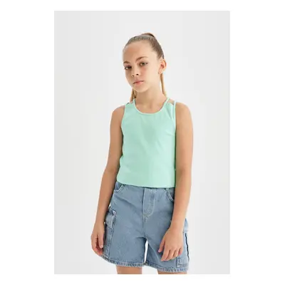 DEFACTO Girl's Crew Neck Basic Plain Undershirt