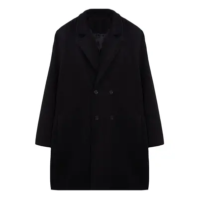 Trendyol Black Men's Regular Fit Winter Cashmere Double Breasted Plus Size Coat