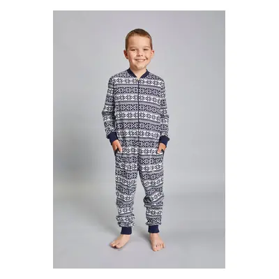 Alaska children's jumpsuit with long sleeves, long pants - navy blue print