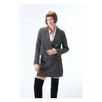 DEFACTO Crop Tweed Blazer Jacket