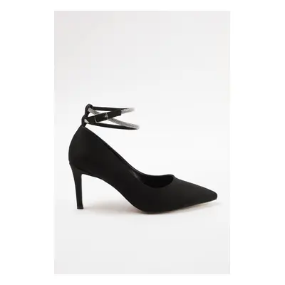 Trendyol Black Ankle Stone Band Women's Classic Thin Heel Evening Shoes