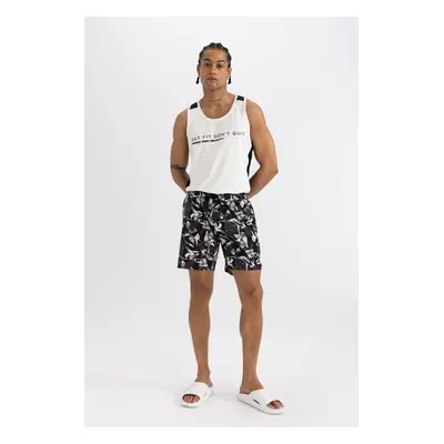 DeFactoFit Regular Fit Printed Flexible Textured Short Swim Shorts