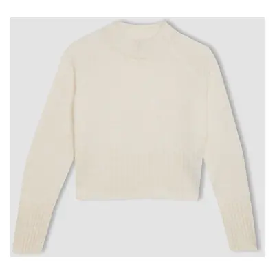 DEFACTO Girls Standard Fit Crew Neck Sweater