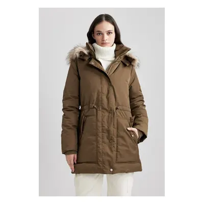 DEFACTO Waterproof Relax Fit Hooded Faux Für Coat Parka