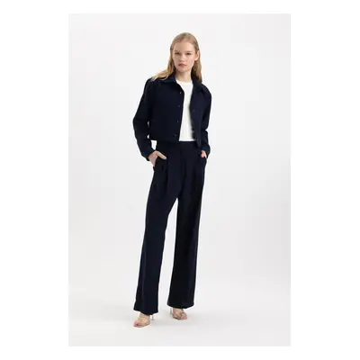 DEFACTO Wide Leg Wide Leg Darted Double Pocket High Waist Plain Basic Classic Trousers