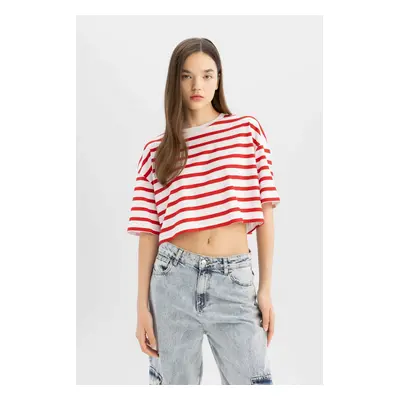 DEFACTO Cool Fitted Striped Short Sleeve T-Shirt