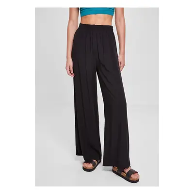 Women's wide viscose trousers in black color