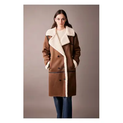 DEFACTO Regular Fit Plush Lining Suede Coat Parka