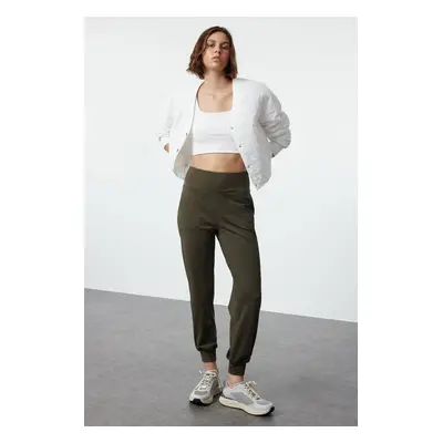 Trendyol Dark Khaki Diver/Scuba Fabric Relaxed Fit Knitted Sports Sweatpants