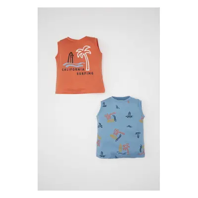 DEFACTO Baby Boy Crew Neck Palm Tree Patterned 2-Piece Undershirt