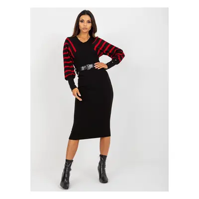 Women's knitted midi dress - black